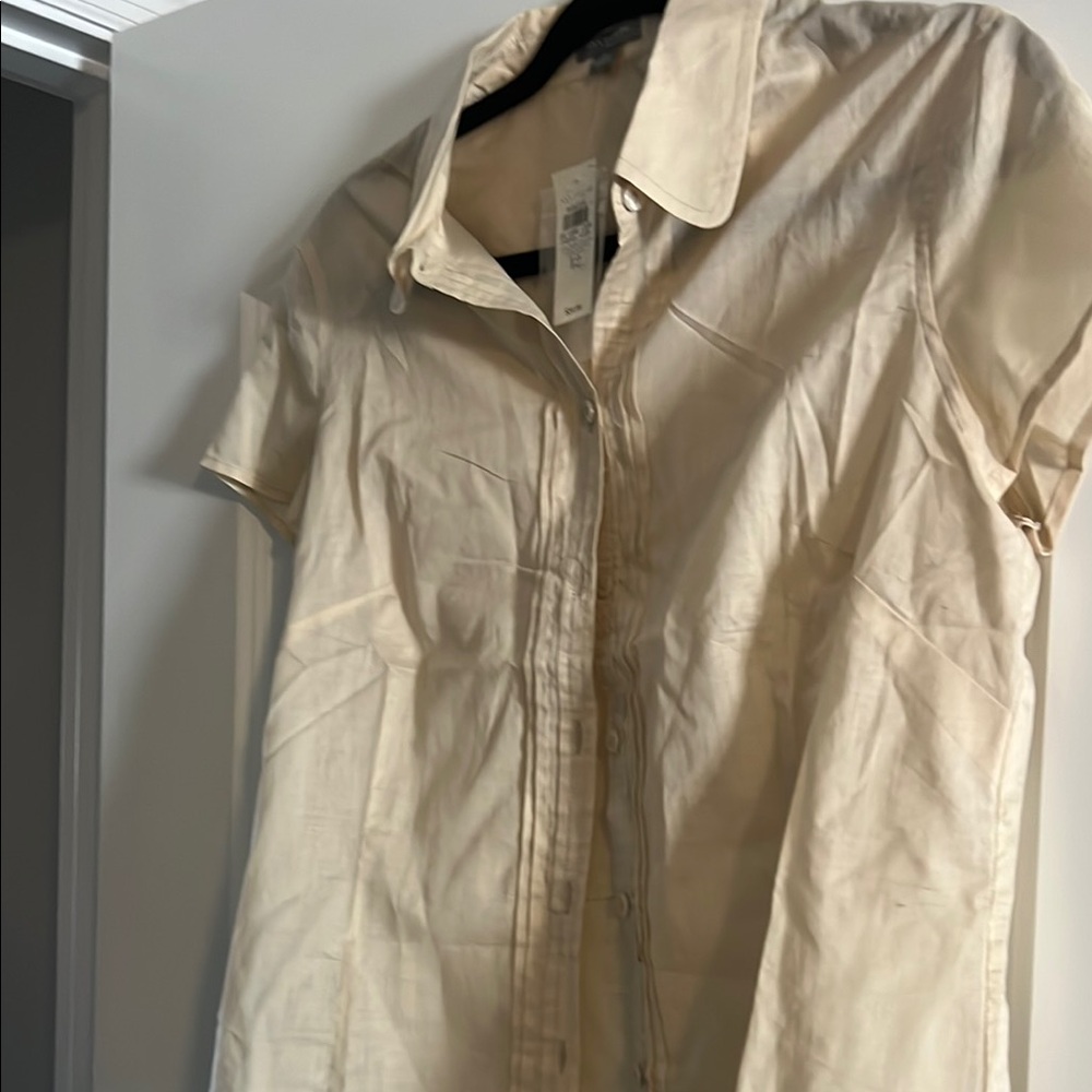 Ann Taylor Ivory Button-Up Blouse